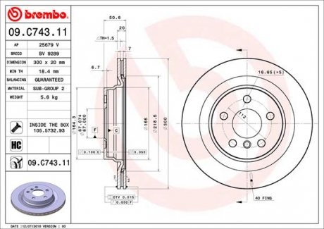 Тормозной диск BREMBO 09.C743.11