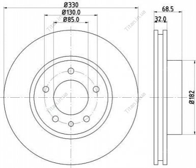 Гальмівний диск перед. Touareg/Cayenne 330mm 3.0-4.2 02- (PRO) Лівий PAGID HELLA 8DD355109-721 (фото 1)