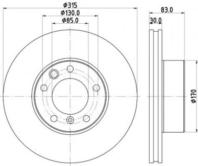 Тормозной диск перед. MB W460/W461/W463 79- 2.3 -6.0 Pro HC PAGID HELLA 8DD355132-151 (фото 1)