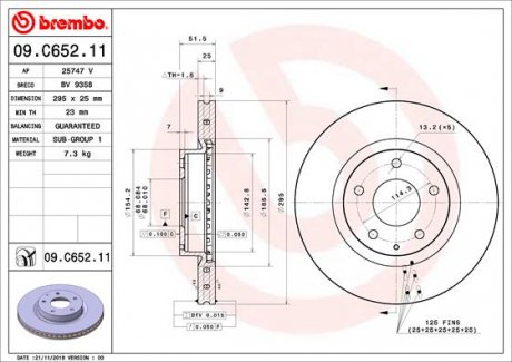 Тормозной диск BREMBO 09.C652.11 (фото 1)