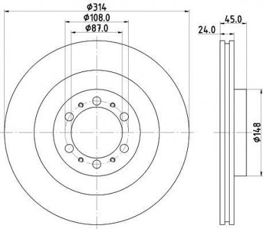 Тормозной диск пер. 406/L200/Pajero 98- (PRO) PAGID HELLA 8DD355118-741 (фото 1)
