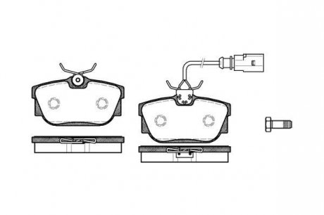 Колодки тормозные дисковые, задние, R15, 98-03 (тип LUCAS) с датчиком WOKING P6673.01 (фото 1)