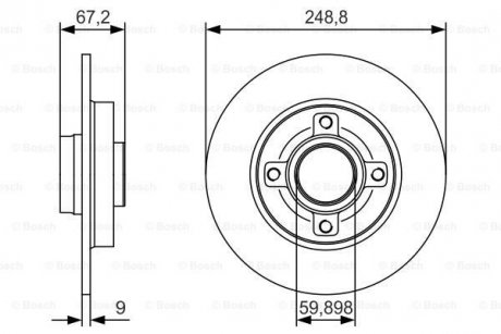 Тормозной диск CITROEN/PEUGEOT C4/307 &quot;R &quot;04&gt;&gt; PR2 BOSCH 0986479S42 (фото 1)