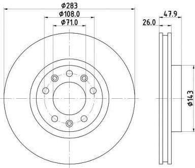 Гальмівний диск передній Peugeot 308 II, 308 Sw II 1.2-2.0D 09.13- PAGID HELLA 8DD 355 120-481