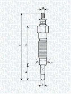 Свеча накала KIA PREGIO MITSUBISHI LANCER V, GALANT, PAJERO 02- [062900064304] MAGNETI MARELLI UC47A