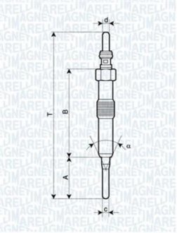 Свеча накала RENAULT Kangoo 1,5dCi 09-, DACIA Logan 1,5dCi 10-, NISSAN MAGNETI MARELLI UY18A