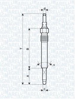 Свеча накала MERCEDES, OPEL,PEUGEOT, SEAT [062900003304] MAGNETI MARELLI UX16A