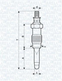 Свеча накала MERCEDES, LANCIA, HONDA, FORD [062587001304] MAGNETI MARELLI UX14A