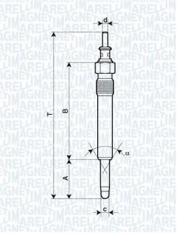 Свеча накала MERCEDES, OPEL,PEUGEOT, SEAT [062900004304] MAGNETI MARELLI UX17A