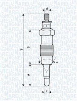 Свеча накала FORD, HONDA,ISUZU,IVECO [062580704304] MAGNETI MARELLI UX12A (фото 1)