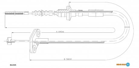 CHEVROLET Трос сцепления 845/580 мм MATIZ 0,8 05- ADRIAUTO 06.0105