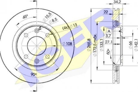 Диск тормозной ICER 78BD4750-2 (фото 1)