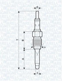 Свеча накала FIAT Brava 1.9JTD, Marea. MAGNETI MARELLI UX28A