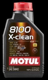 Олія двигуна 8100 X-clean C3 5W-40 1L Motul 102786