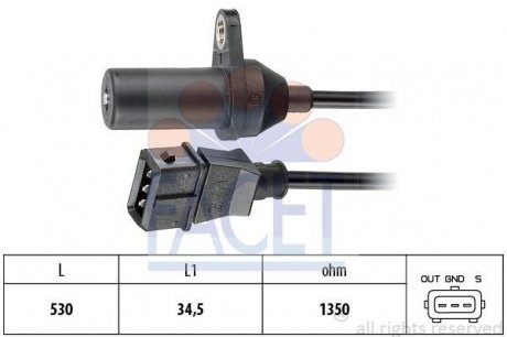 Датчик оборотов коленвала Ducato/Boxer 2.8 D/HDI 98> FACET 9.0265 (фото 1)