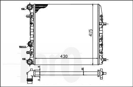 Радіатор охолодження Fabia/Rapid/Roomster 99- (430x414x23) LORO DEPO 053-017-0039