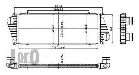 Радиатор интеркулера а Sprinter/LT 95-06 2.5 Tdi LORO DEPO 054-018-0001