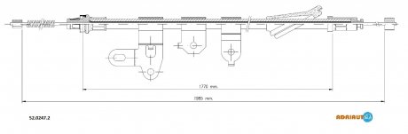 TOYOTA Трос ручного тормоза прав. 1984/1763 мм COROLLA Verso 04- ADRIAUTO 52.0247.2
