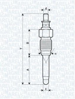 Свеча накала RENAULT MEGANE II 1.5 DCI 05- [062900059304] MAGNETI MARELLI UX26A