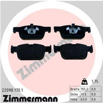Комплект тормозных колодок ZIMMERMANN 22098.170.1