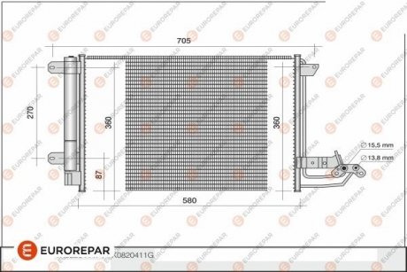 РАДІАТОР КОНДИЦІОНЕРА EUROREPAR 1609634880