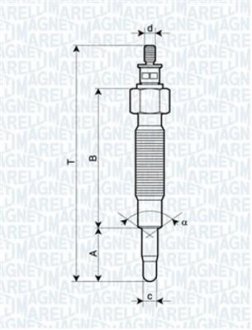 Свеча накала FORD MAVERICK NISSAN SERENA, TERRANO, CARGO, VANETTE [062900037304] MAGNETI MARELLI UC36A