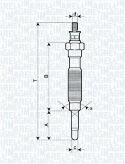 Свеча накала HYUNDAI 2,5 MITSUBISHI 2,3/2,5 NISSAN 2,3/2,5 MAGNETI MARELLI UC55A