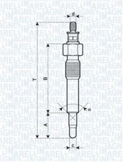 GLOW PLUG LANCIA, OPEL, PEUGEOT, RENAULT [062583202304] MAGNETI MARELLI UC9A (фото 1)