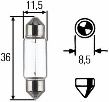 C5W 12V 5W Лампа розжарювання (блістер 2 шт) STANDARD HELLA 8GM 002 092-123