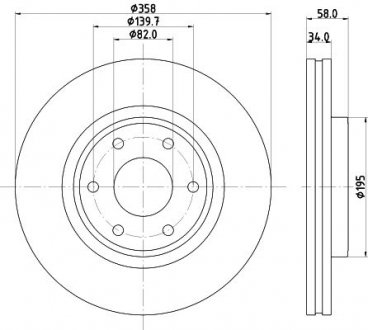 NISSAN Диск гальмівний передній PATROL 5.6 10- HELLA 8DD 355 132-441