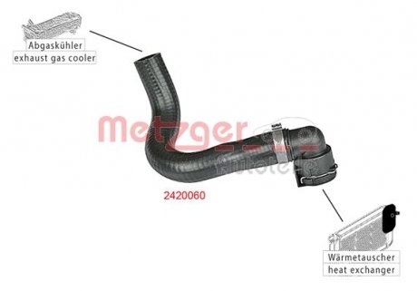 Патрубок системи охолодження гумовий з фітингами METZGER 2420060