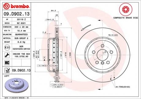 Гальмівний диск BREMBO 09.D902.13 (фото 1)