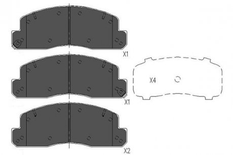 PARTS TOYOTA Гальмівні колодки передн. DYNA 4.0 11- KAVO KBP-9088 (фото 1)