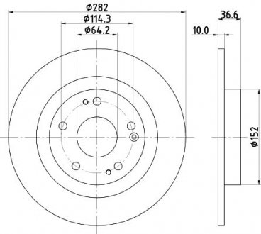 PRO HONDA Гальмівний диск задн. CIVIC X 1.5 VTEC (FK7) 17- HELLA 8DD 355 131-901 (фото 1)