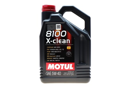 Олива моторна 100% синтетична д/авто 8100 X-Clean 5W40 5L Motul 843451