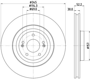 PRO HYUNDAI Гальмівний диск передн. i30 2.0 17- HELLA 8DD 355 132-681