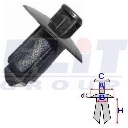 Дюбель бампера (к-т:10 шт) размер:A = 19,5mm/B = 7,6mm/C = 6mm/d = 2,9mm/H = 15mm ELIT R B22118